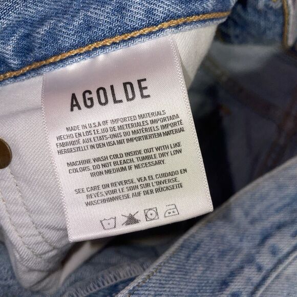 AGOLDE Jamie High Rise Classic Jeans Women Size 31 Distressed Light Wash - Picture 9 of 10